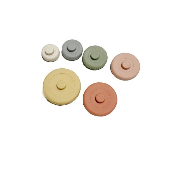 Mini Tudou Silicone 6 Pcs Stacking & Nesting Circle Toy Pastel - Picture 8 of 9